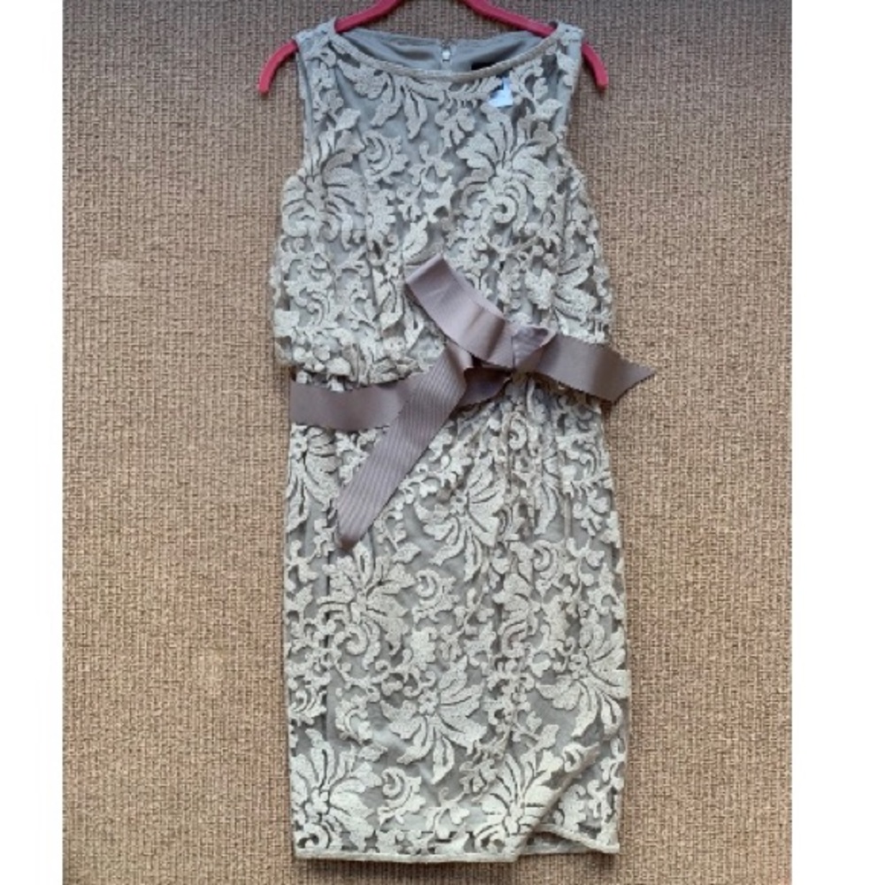 Tadashi Shoji lace cocktail dress with waist tie